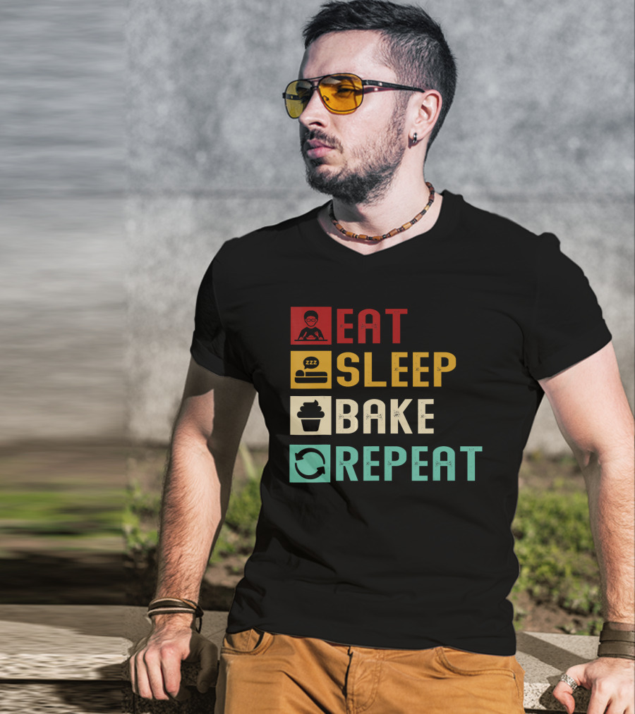 Eat Sleep Bake Repeat Vintage Baking Baker T-Shirt