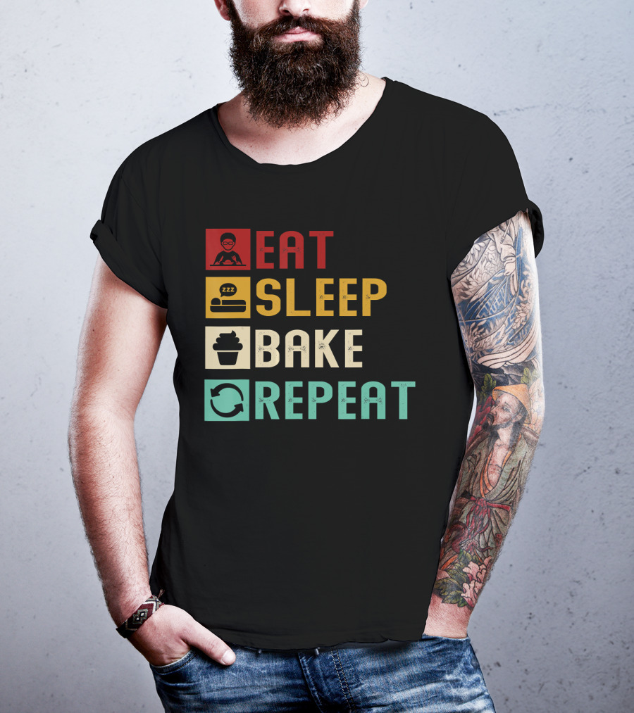 Eat Sleep Bake Repeat Vintage Baking Baker T-Shirt