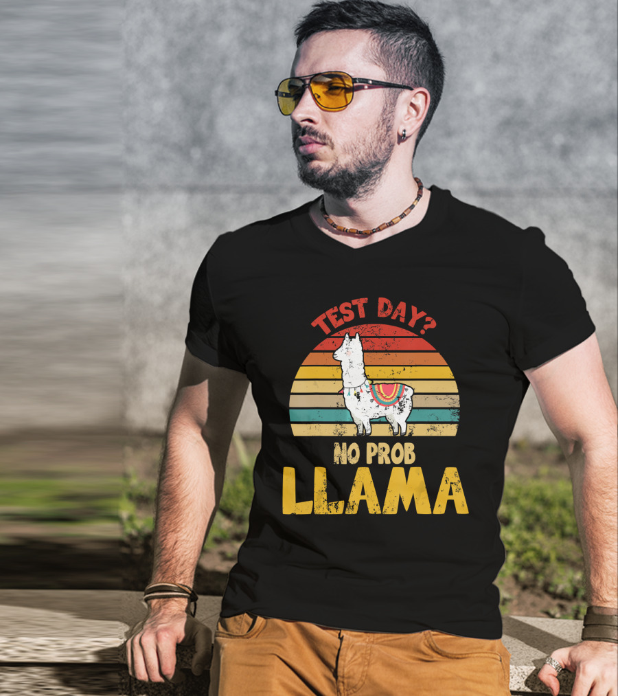 Vintage Test Day? No Prob Llama Retro Teacher T-Shirt
