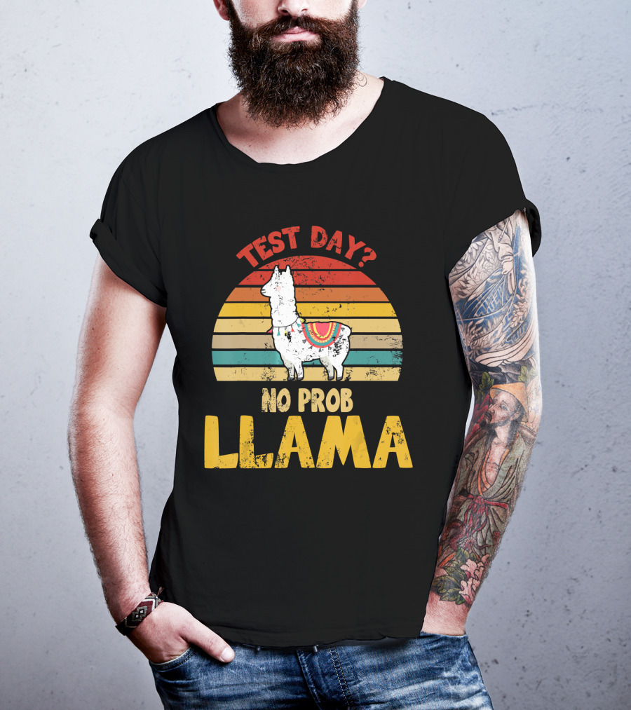 Vintage Test Day? No Prob Llama Retro Teacher T-Shirt
