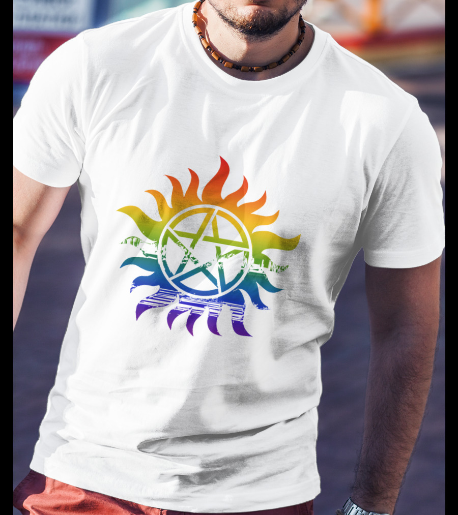 Supernatural Rainbow Pentagram Pride T-Shirt