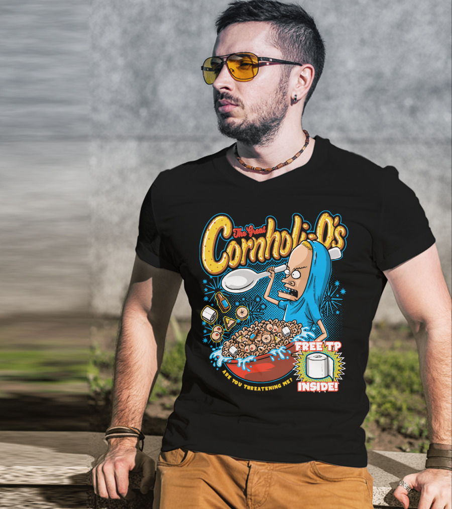 The Great Cornholio's Are You Threatening Me Free TP Inside T-Shirt