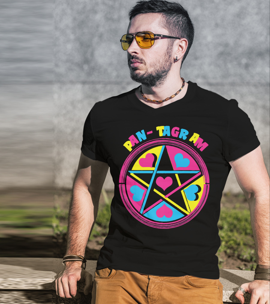 PAN-TAGRAM Hearts And Pentagram Retro T-Shirt