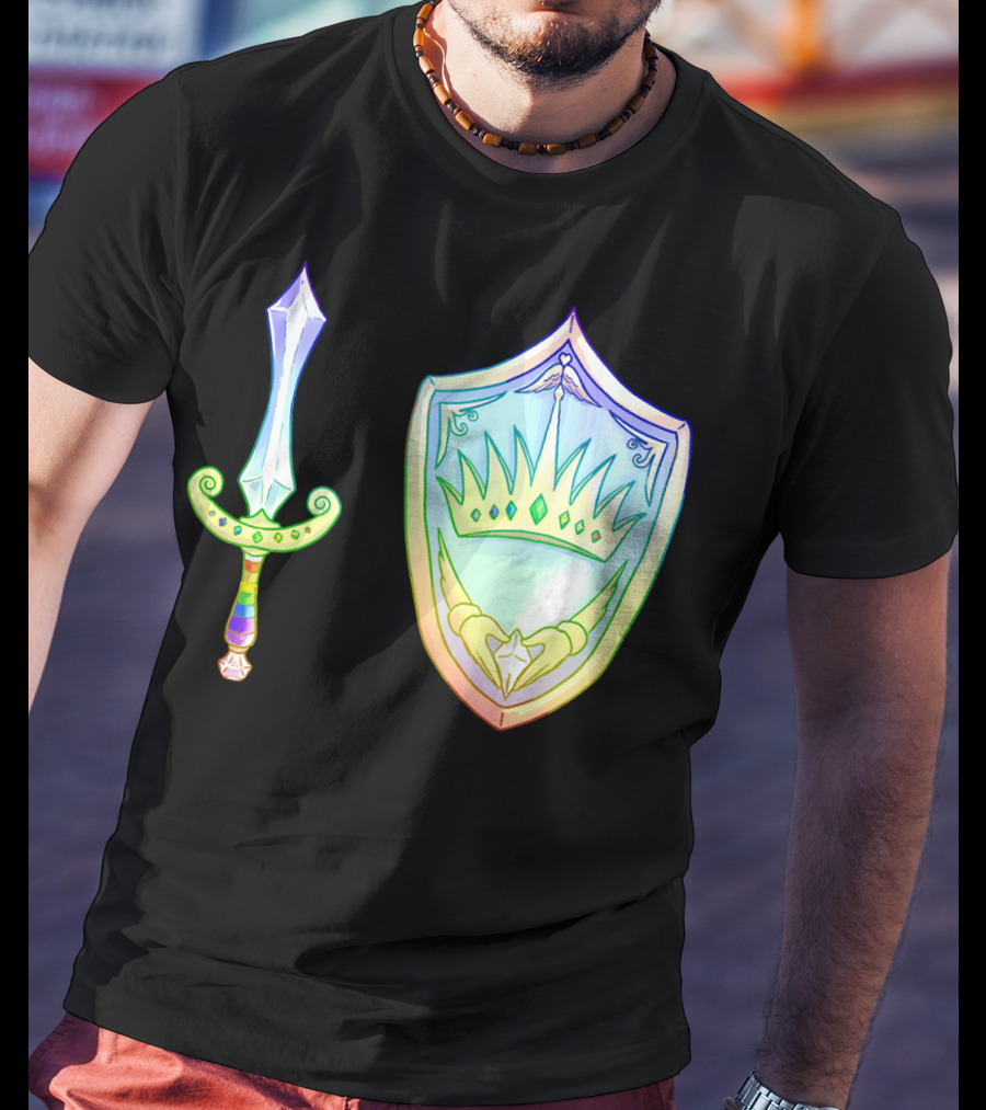 Rainbow Armory Crystal Sword Shield Crown T-Shirt