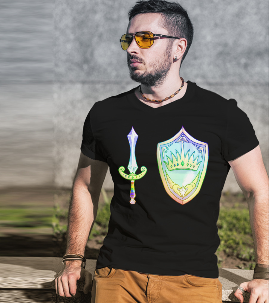 Rainbow Armory Crystal Sword Shield Crown T-Shirt
