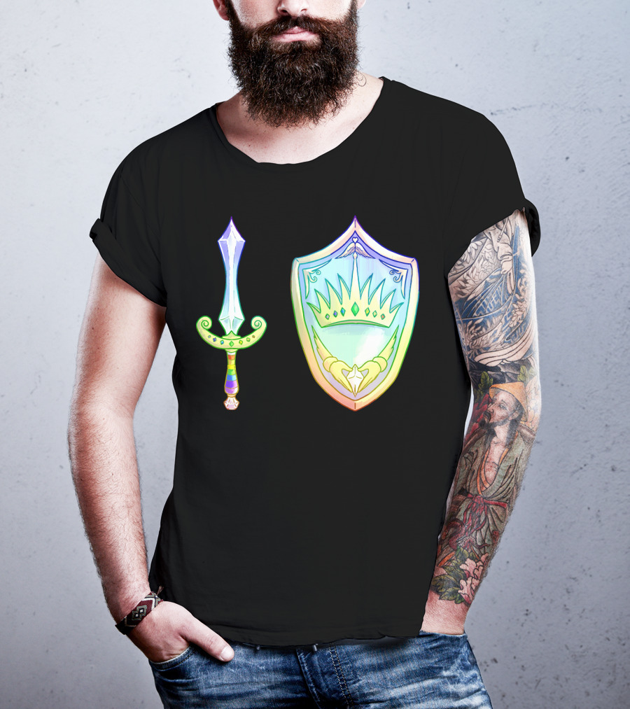 Rainbow Armory Crystal Sword Shield Crown T-Shirt