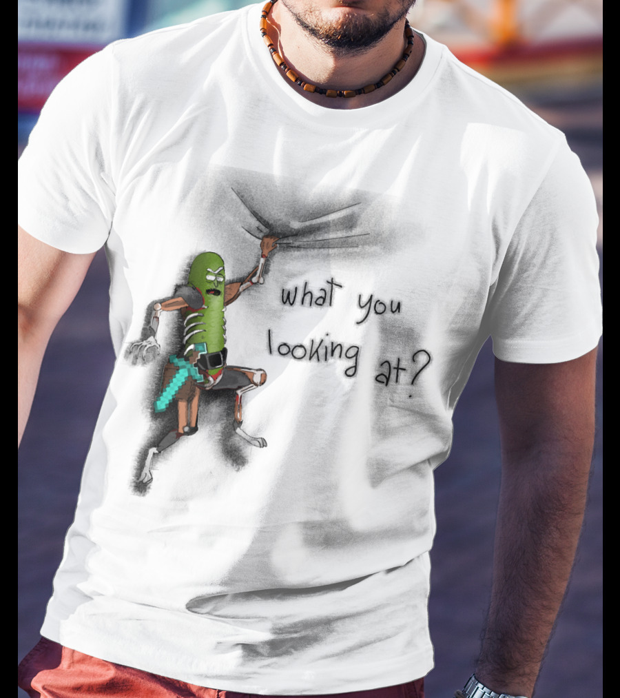 What You Looking At Pickle Rick Adventure T-Shirt