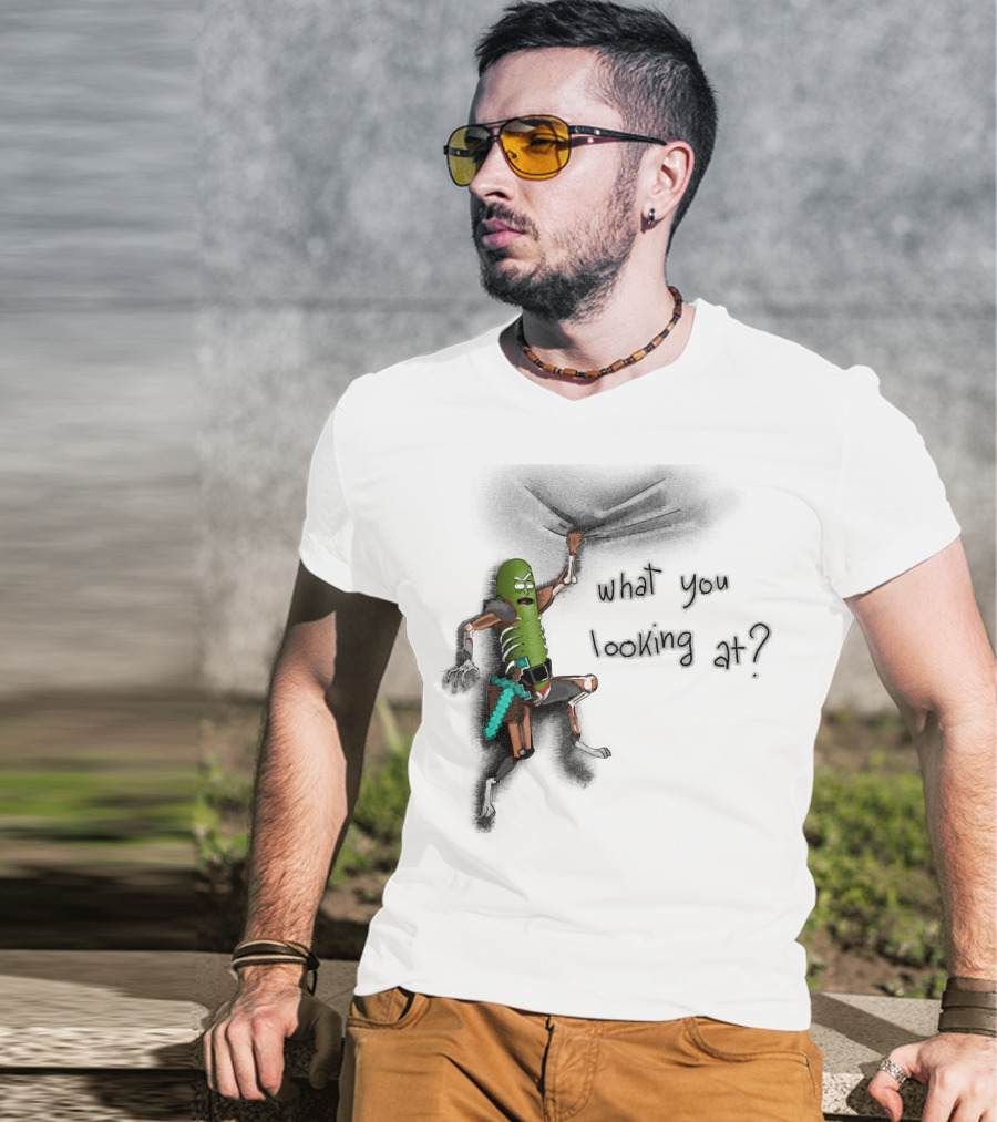 What You Looking At Pickle Rick Adventure T-Shirt