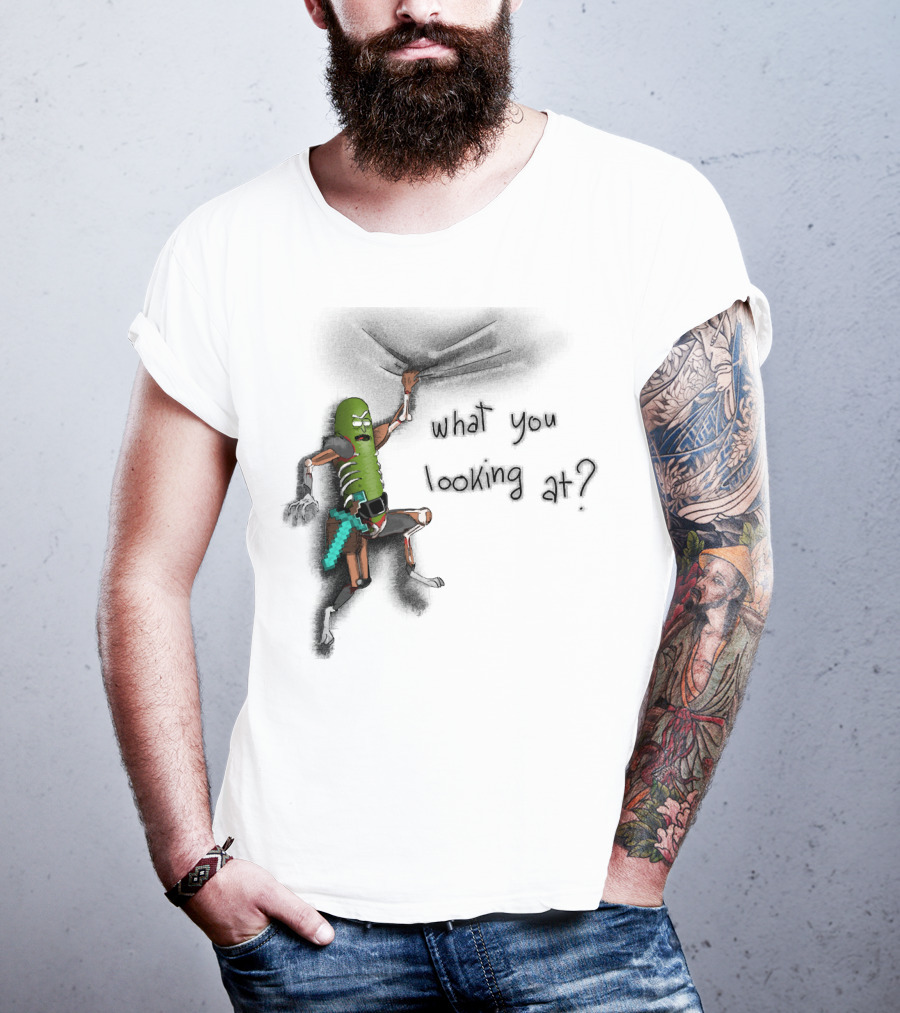 What You Looking At Pickle Rick Adventure T-Shirt