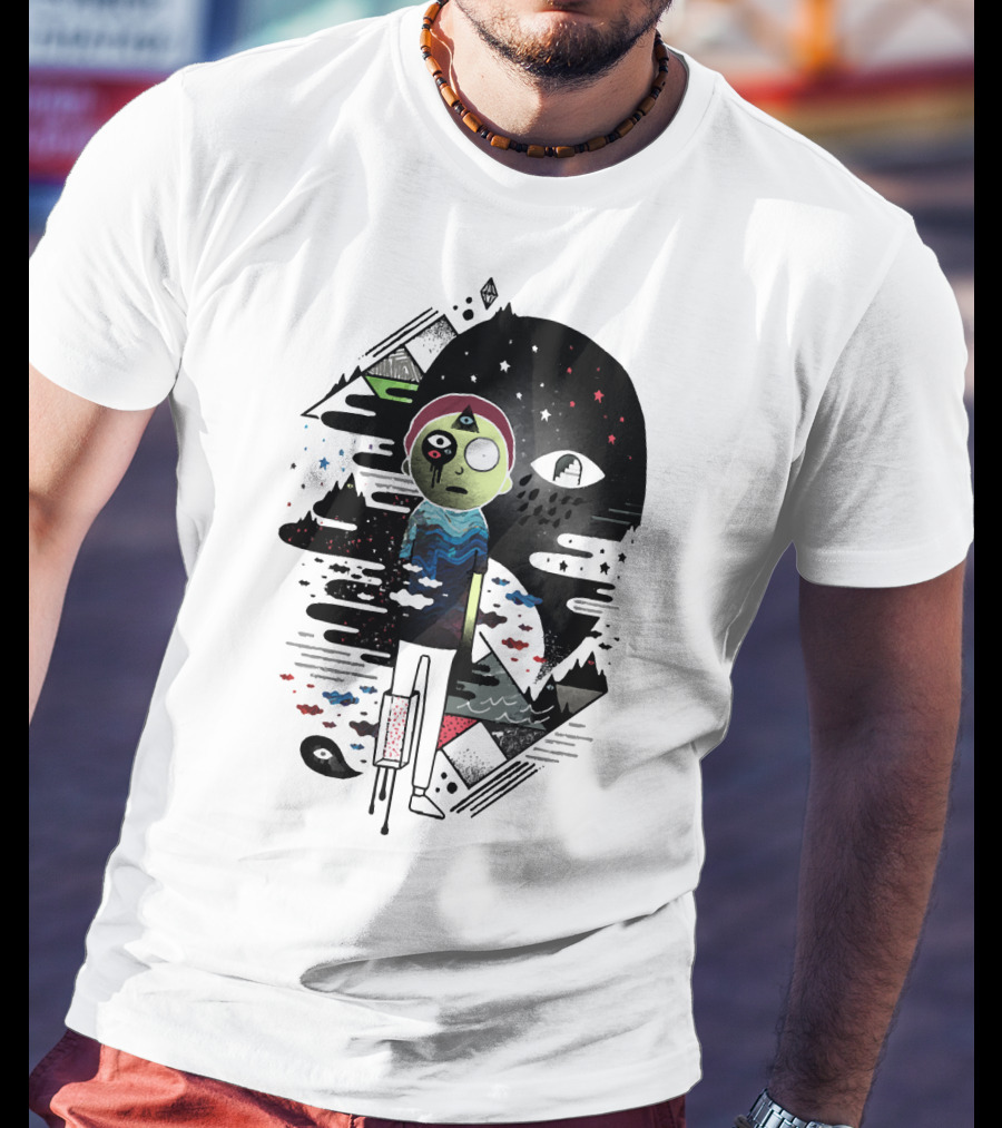 Inner Dimensional Morty Surreal Cosmic Exploration With Third Eye And Galaxy Elements T-Shirt