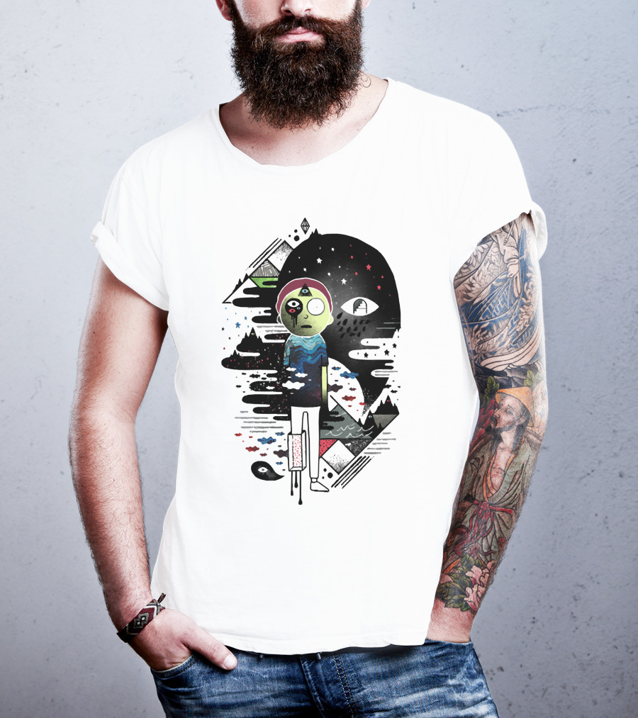 Inner Dimensional Morty Surreal Cosmic Exploration With Third Eye And Galaxy Elements T-Shirt
