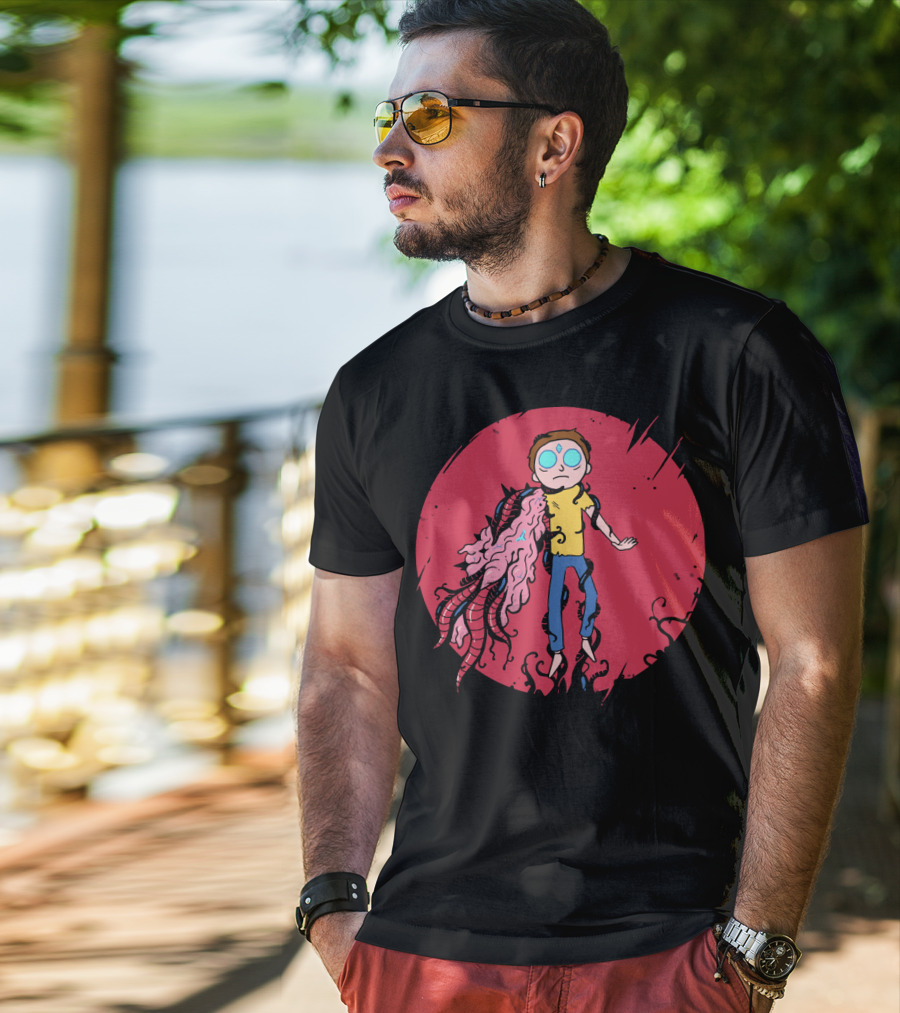 Anime Morty Tentacle Transformation Red Circle Background T-Shirt