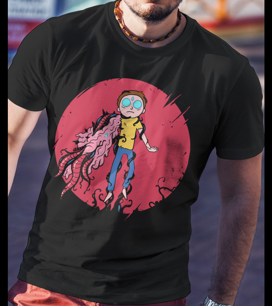 Anime Morty Tentacle Transformation Red Circle Background T-Shirt
