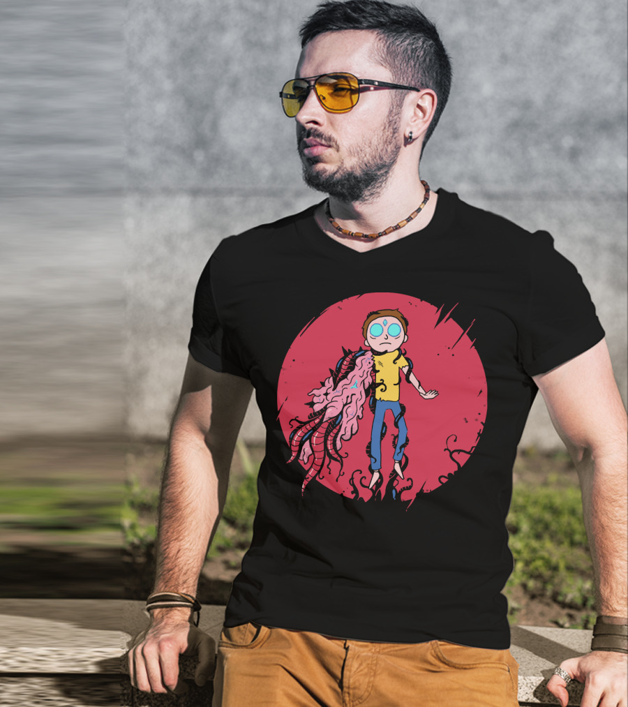 Anime Morty Tentacle Transformation Red Circle Background T-Shirt