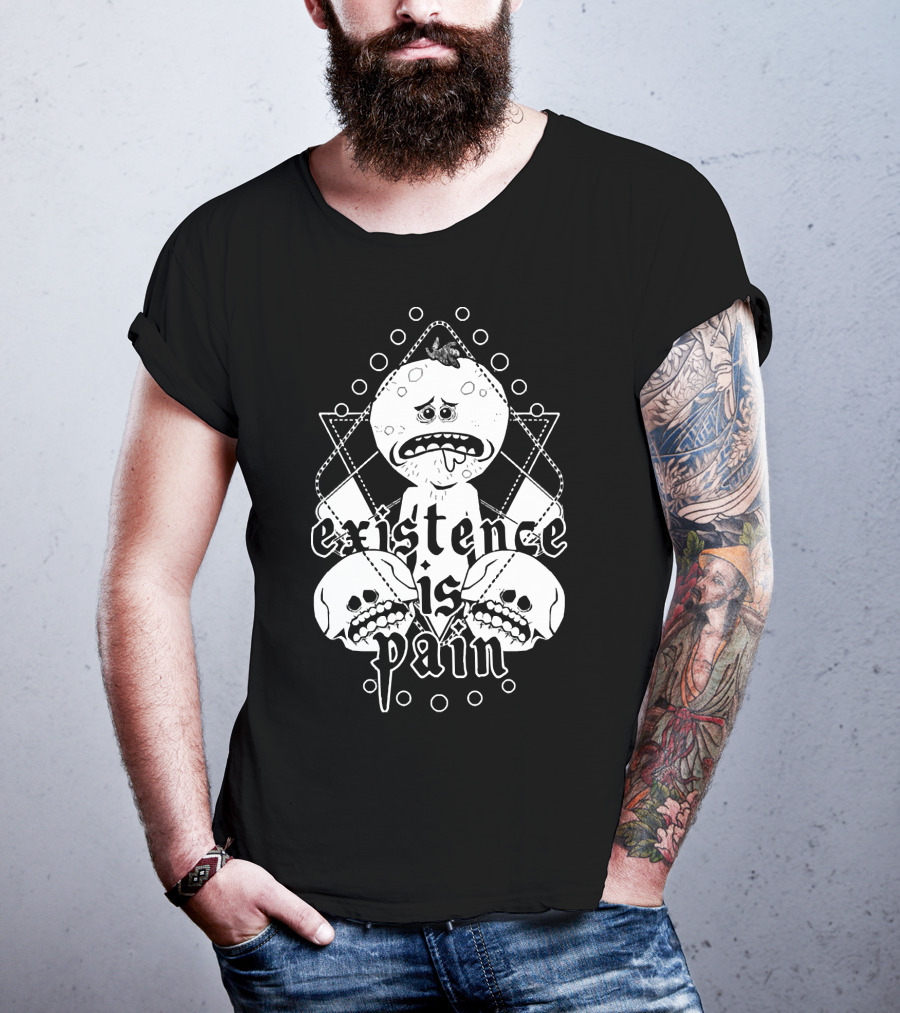 Mr. Meeseeks Existence Is Pain Skulls Geometric T-Shirt