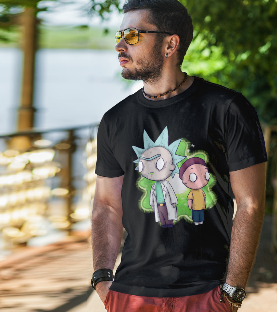 Plushie Rick And Morty Portal Background T-Shirt