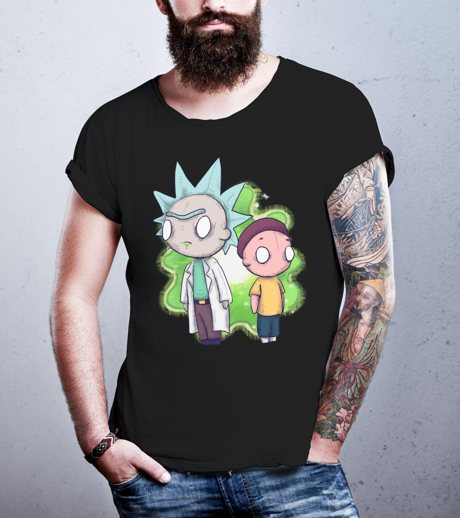 Plushie Rick And Morty Portal Background T-Shirt