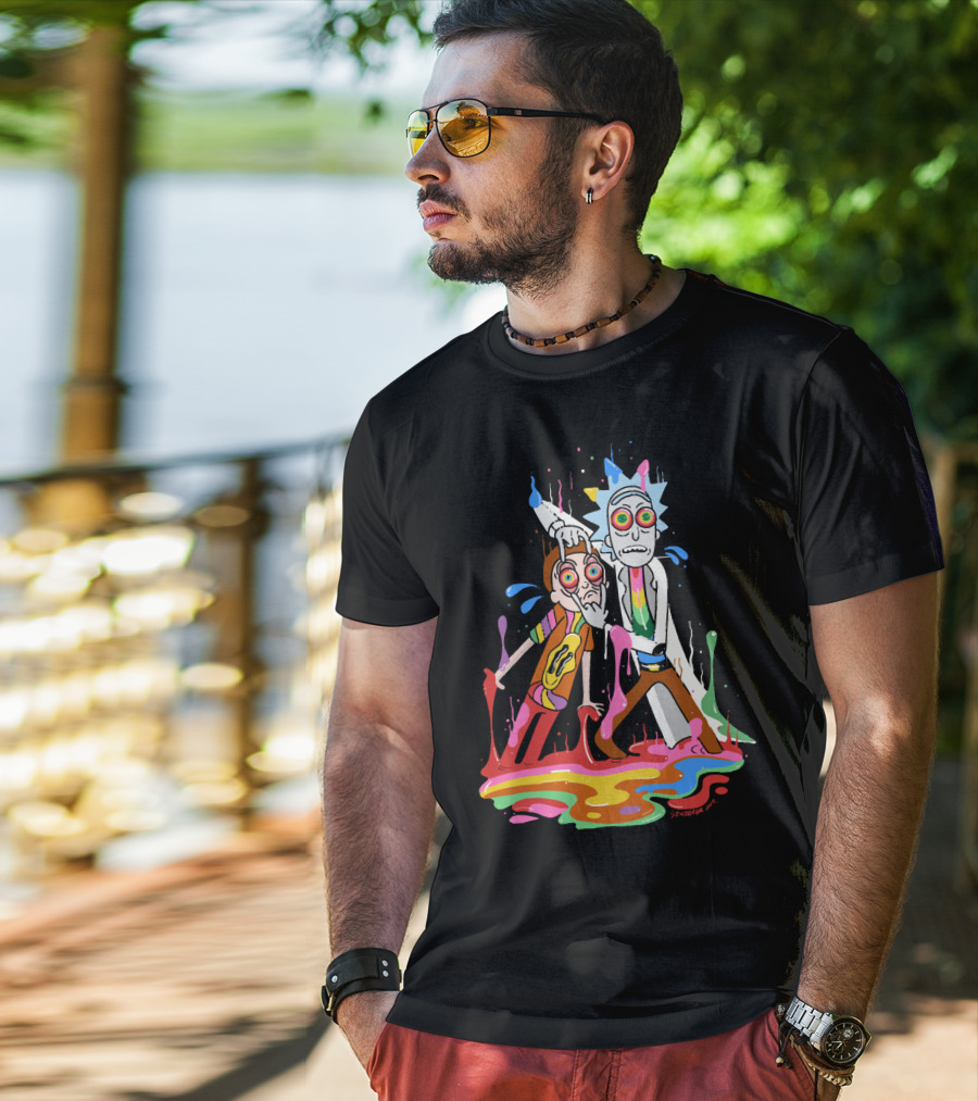 Rick Morty Tripp Psychedelic Adventure With Colorful Melting Portal T-Shirt