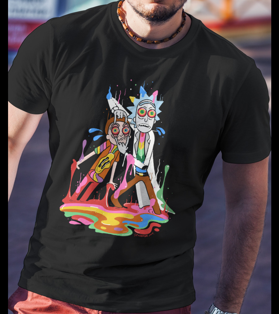 Rick Morty Tripp Psychedelic Adventure With Colorful Melting Portal T-Shirt
