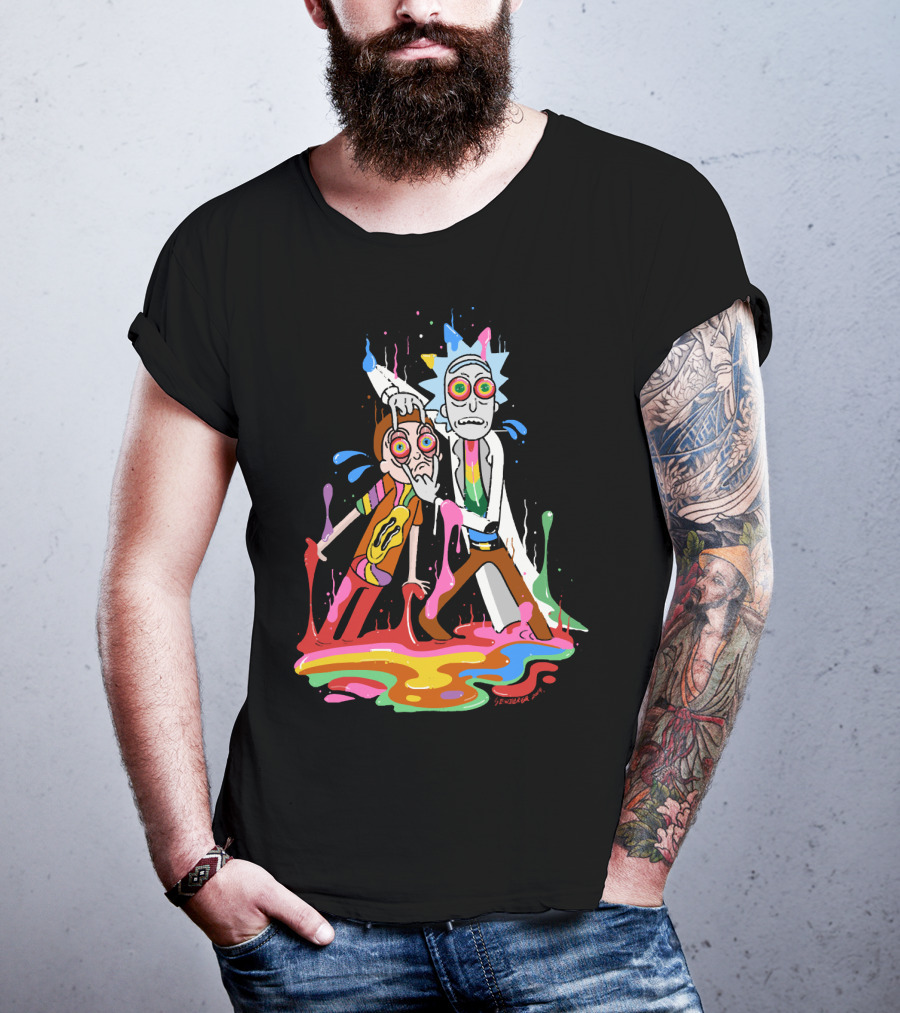 Rick Morty Tripp Psychedelic Adventure With Colorful Melting Portal T-Shirt