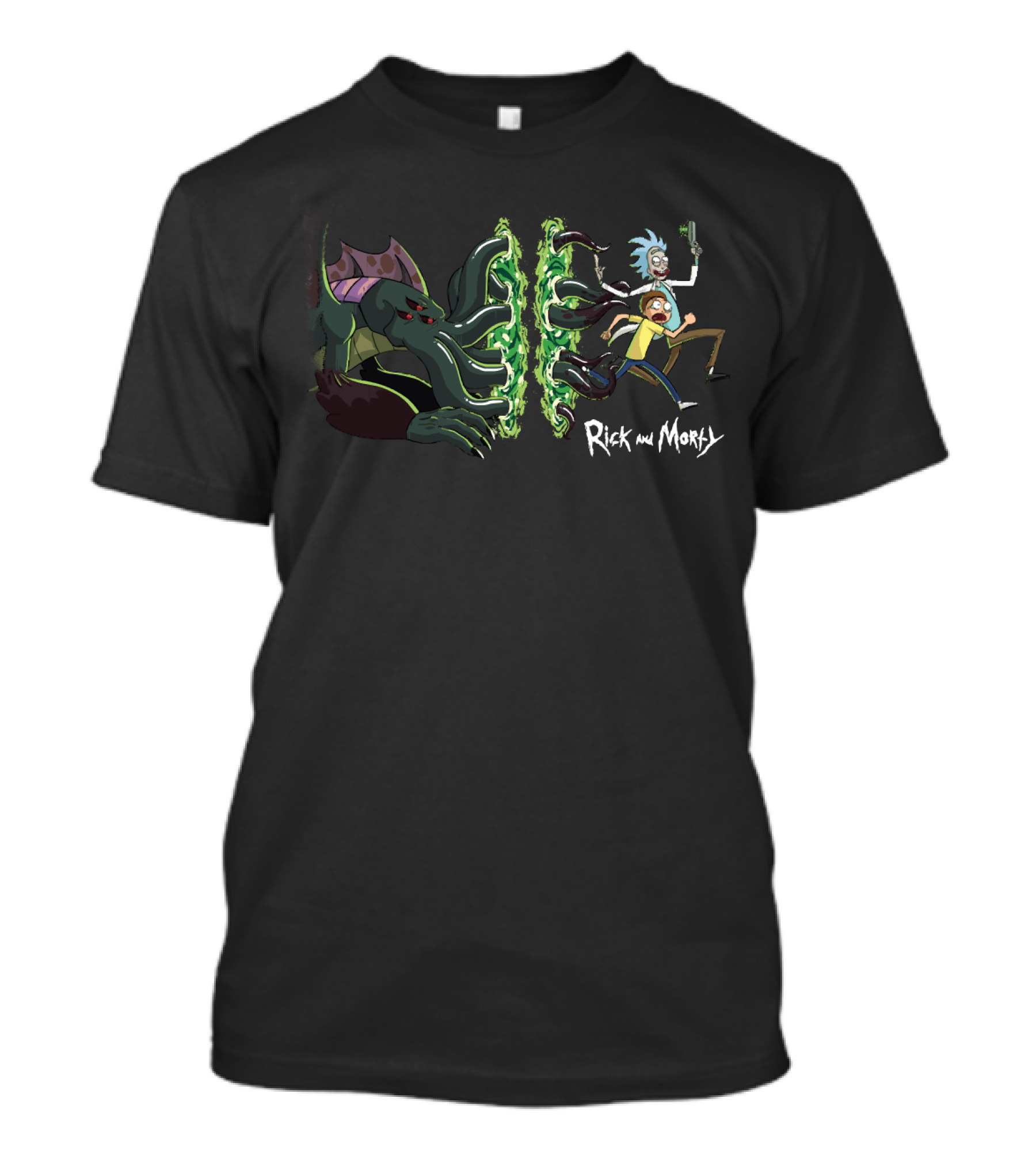 Rick And Morty Cthulhu Portal Chase Adventure T-Shirt