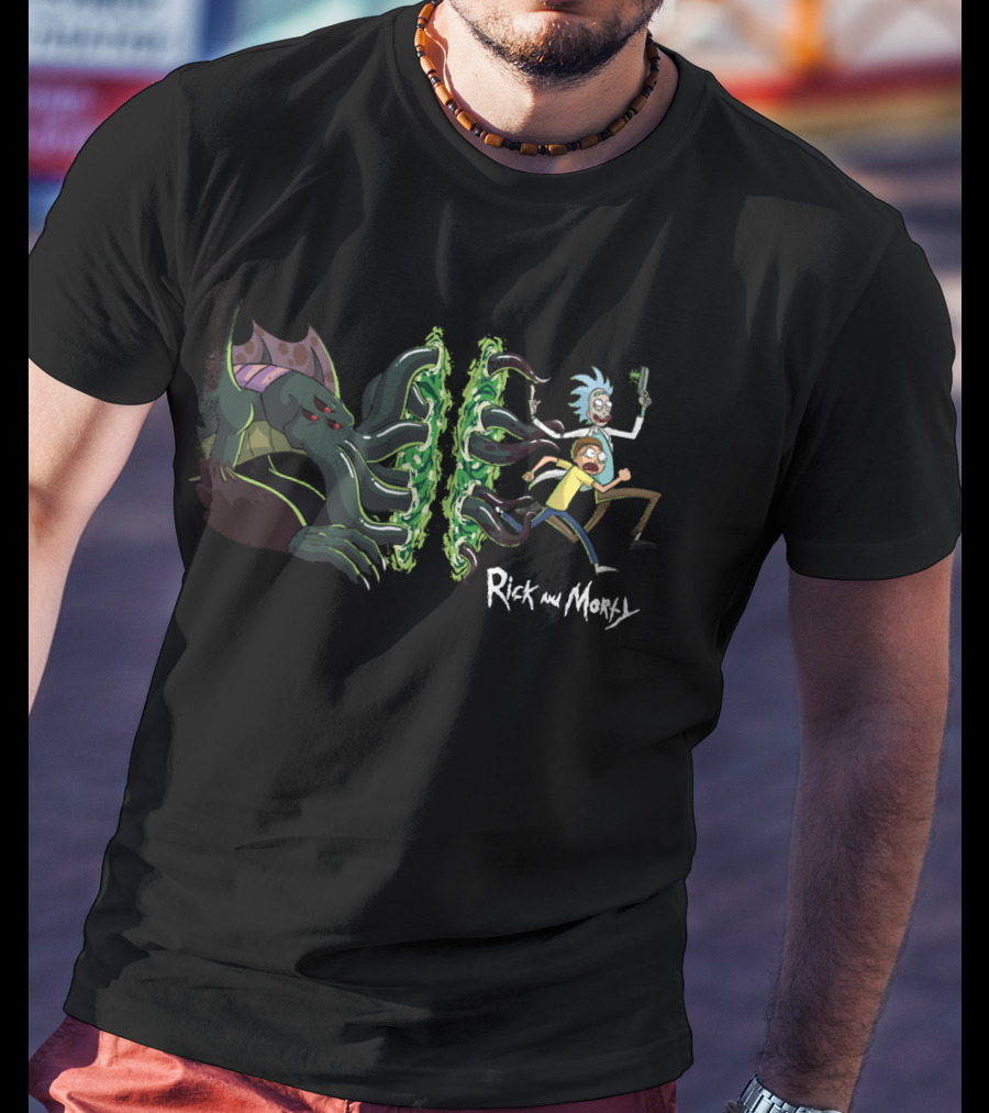 Rick And Morty Cthulhu Portal Chase Adventure T-Shirt
