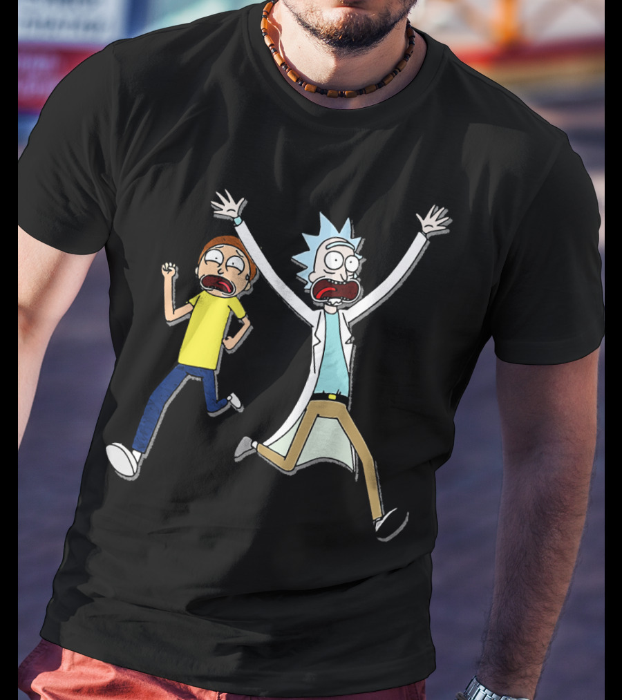 Rick And Morty Panic Running Animation T-Shirt