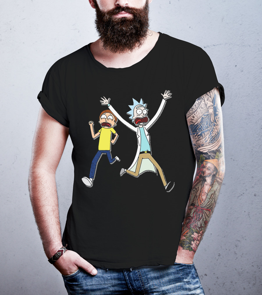 Rick And Morty Panic Running Animation T-Shirt