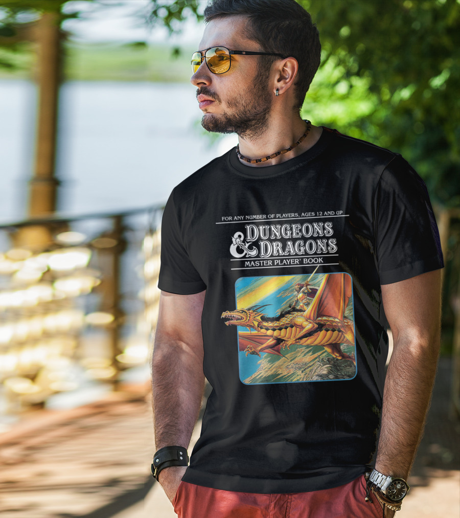 Dungeons And Dragons Master Player Book Vintage Dragon Rider Adventure T-Shirt