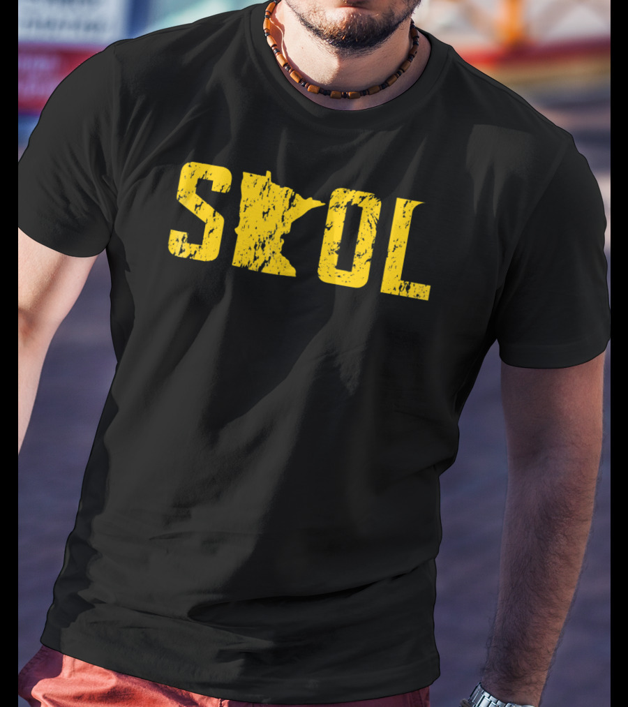 SKOL Minnesota Distressed Yellow Vintage Style Viking Purple And Yellow T-Shirt