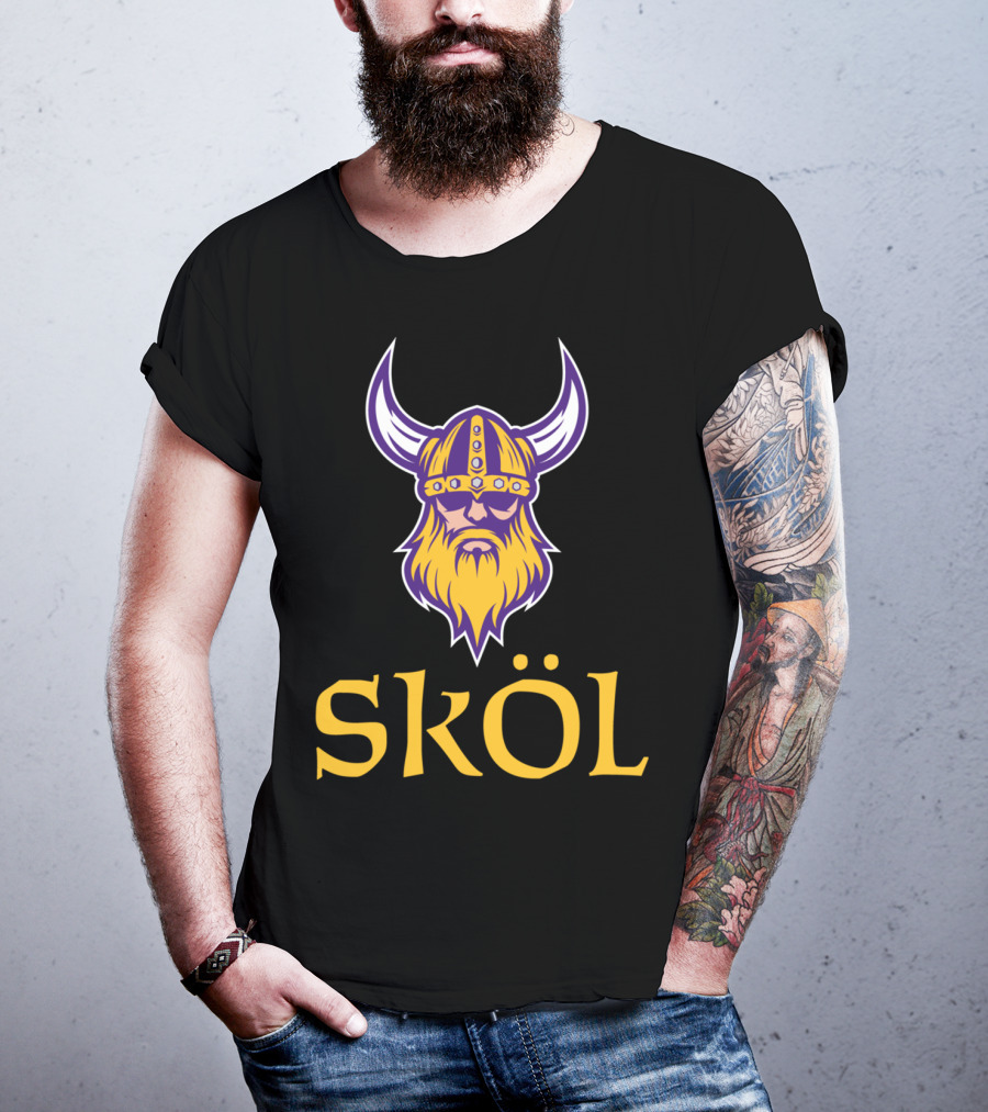 SKOL Viking Scandinavia Nordic Warrior Helmet With Horns T-Shirt