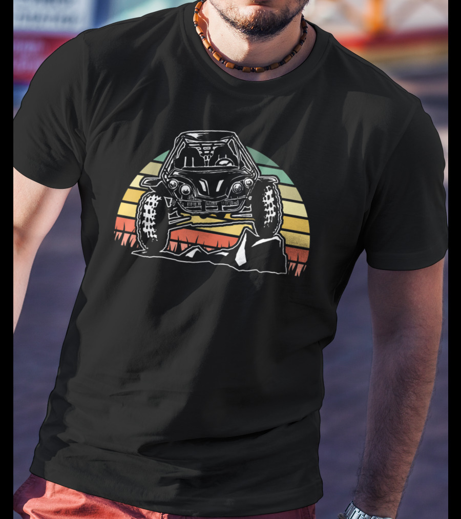 Desert ATV Dune Buggy Adventure Vintage Sunset Scene T-Shirt