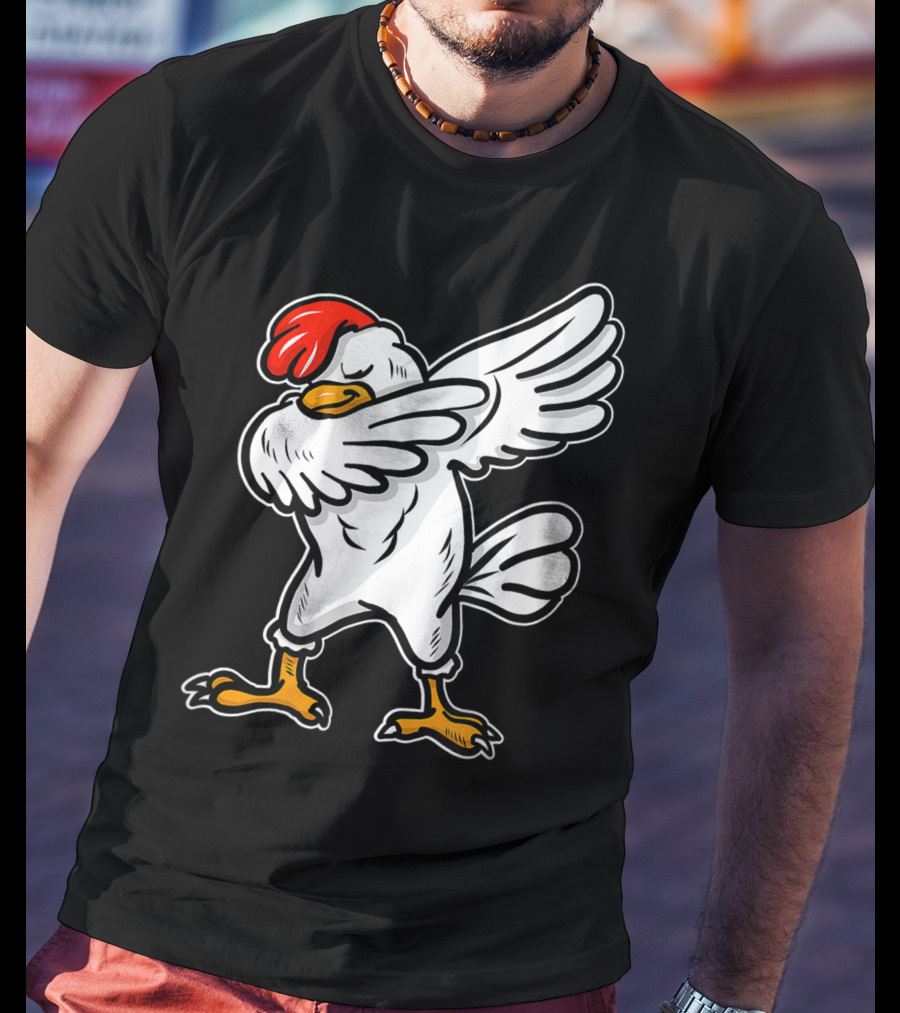 Dabbing Chicken Icon With Red Comb And White Feathers T-Shirt