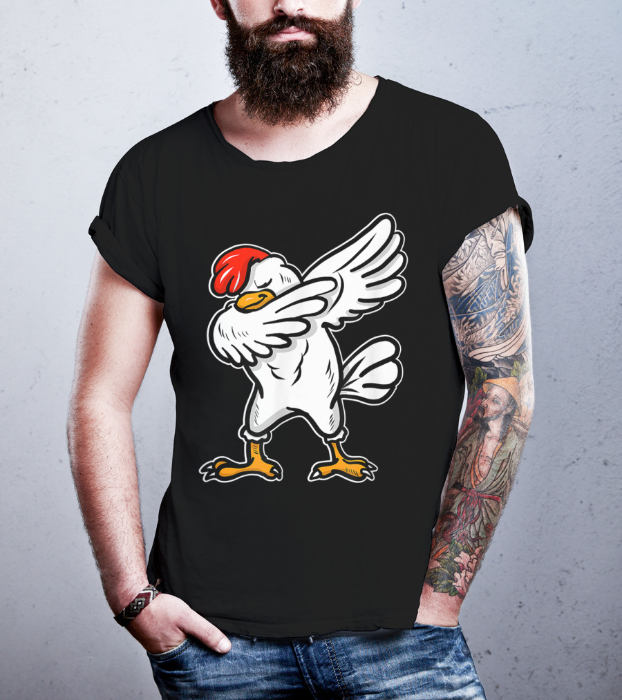 Dabbing Chicken Icon With Red Comb And White Feathers T-Shirt