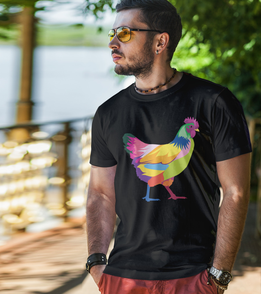Colorful Rainbow Chicken Hen For Mama T-Shirt