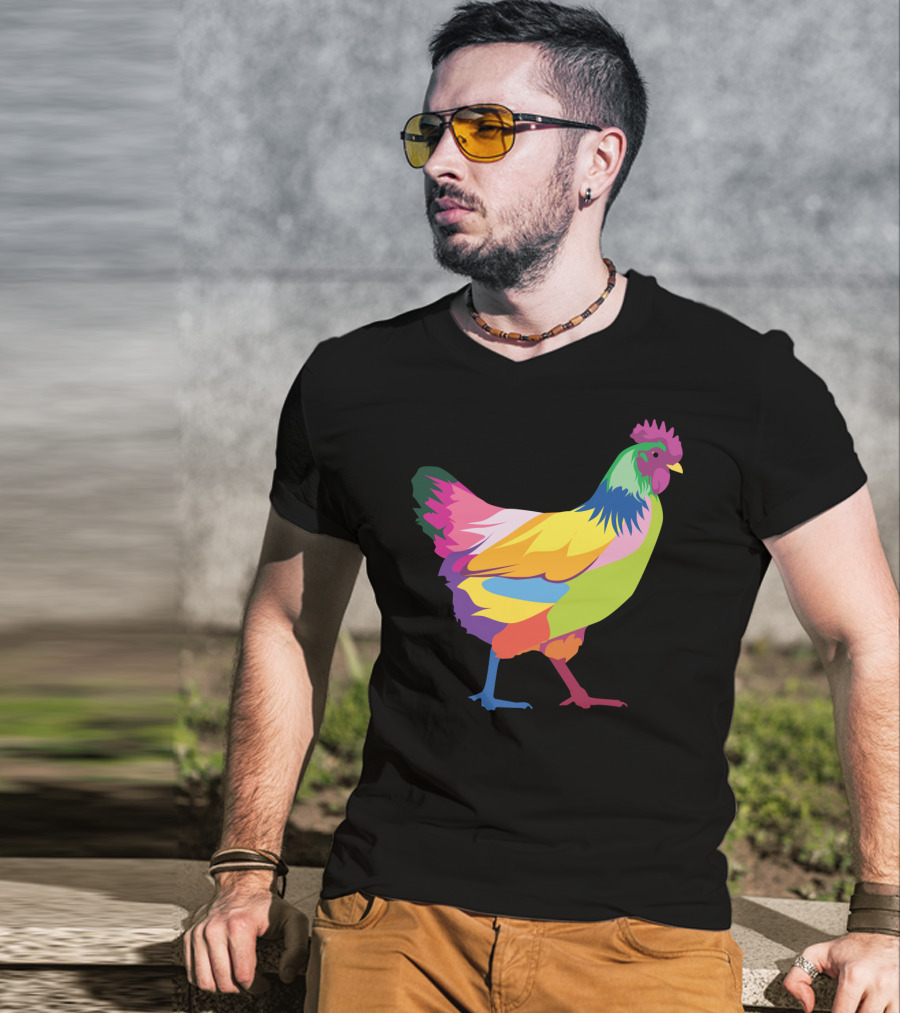 Colorful Rainbow Chicken Hen For Mama T-Shirt