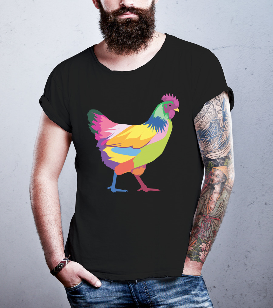 Colorful Rainbow Chicken Hen For Mama T-Shirt