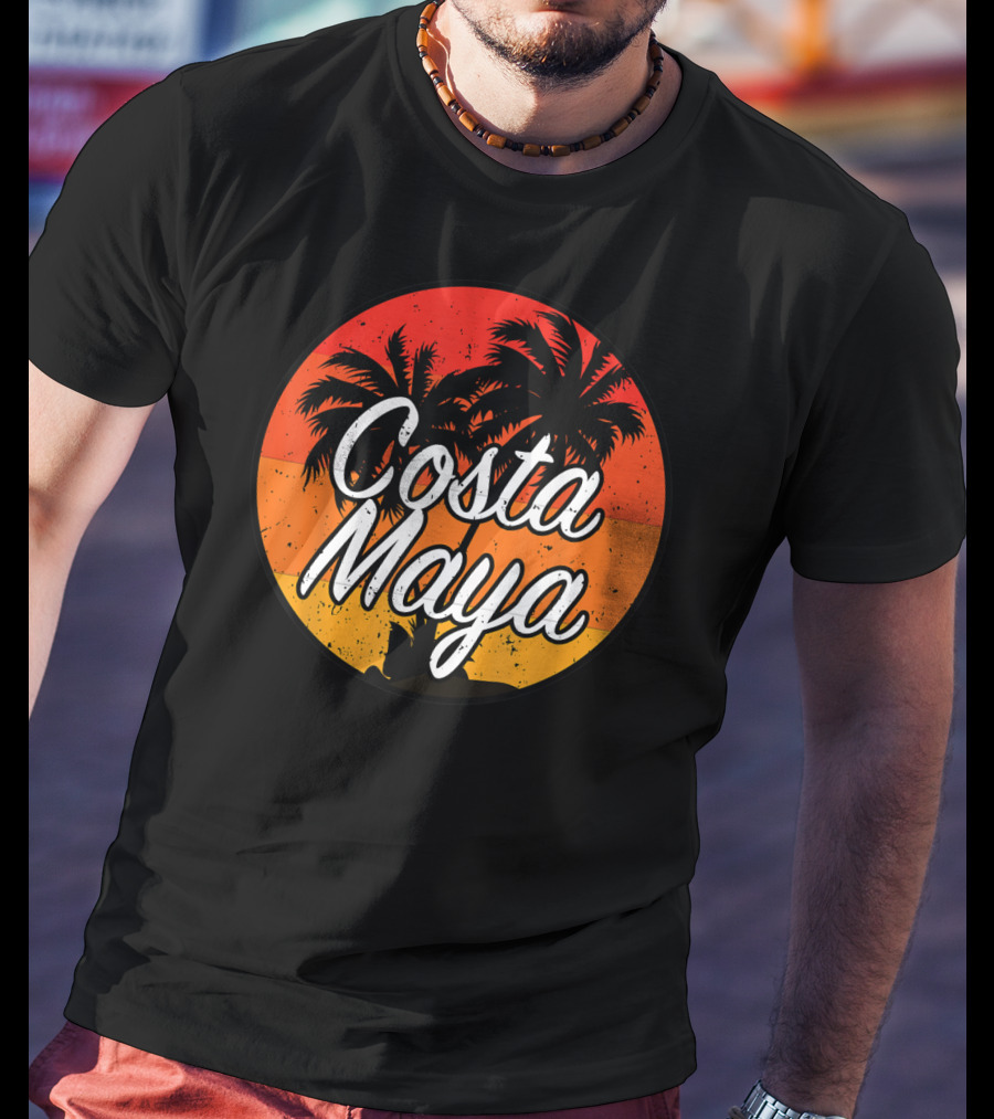 Costa Maya Mexico Vintage Sunset Palm Trees T-Shirt