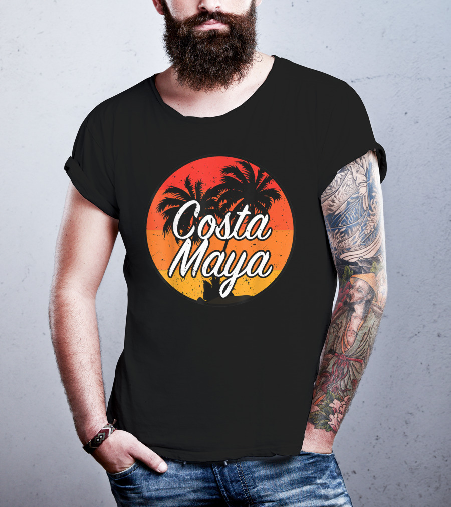 Costa Maya Mexico Vintage Sunset Palm Trees T-Shirt