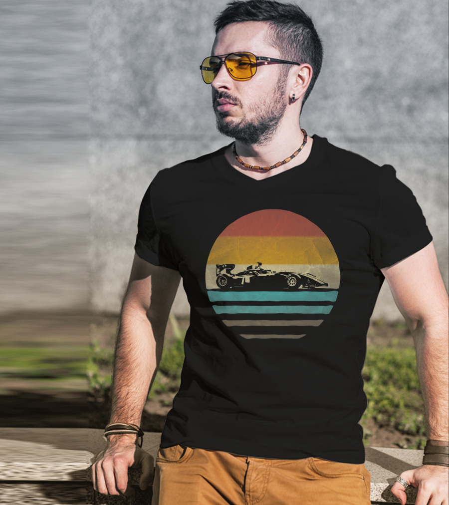 Formula Racing Vintage Sunset Retro Car Old School Racing T-Shirt