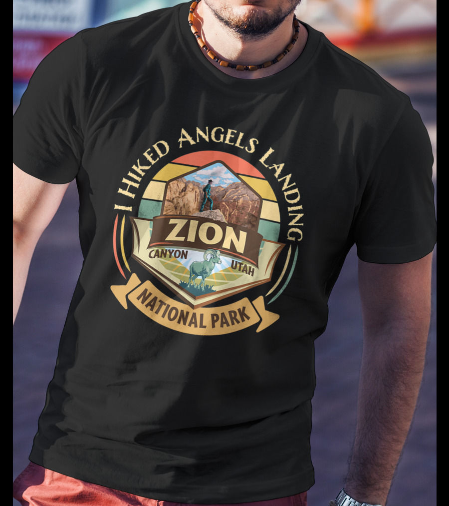 I Hiked Angels Landing Zion Canyon Utah National Park Vintage Sunset T-Shirt