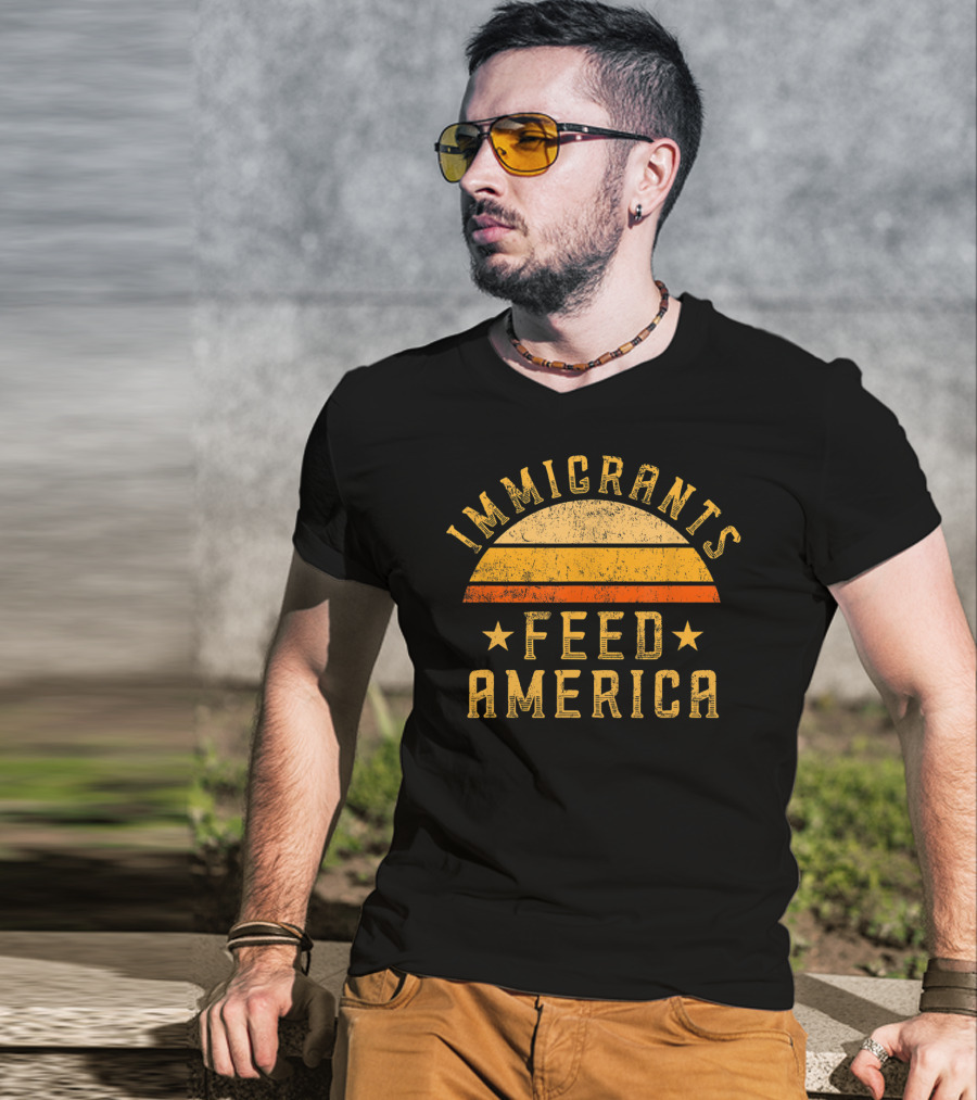 Immigrants Feed America Vintage Sunset Support T-Shirt