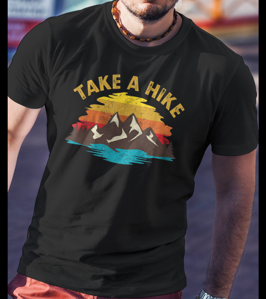 Take A Hike Vintage Style Sunset Mountains Nature T-Shirt