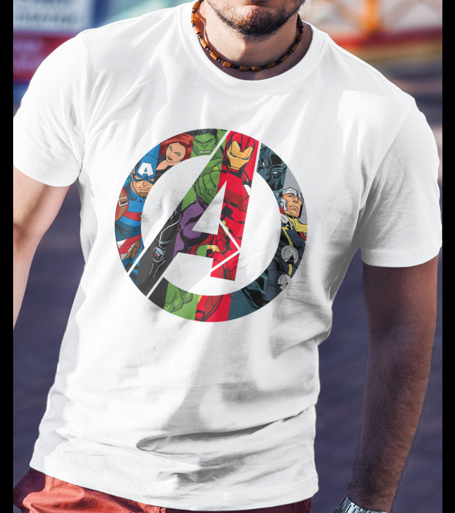Avengers Assemble Icon With Captain America, Black Widow, Hulk, Iron Man, Black Panther, Thor T-Shirt