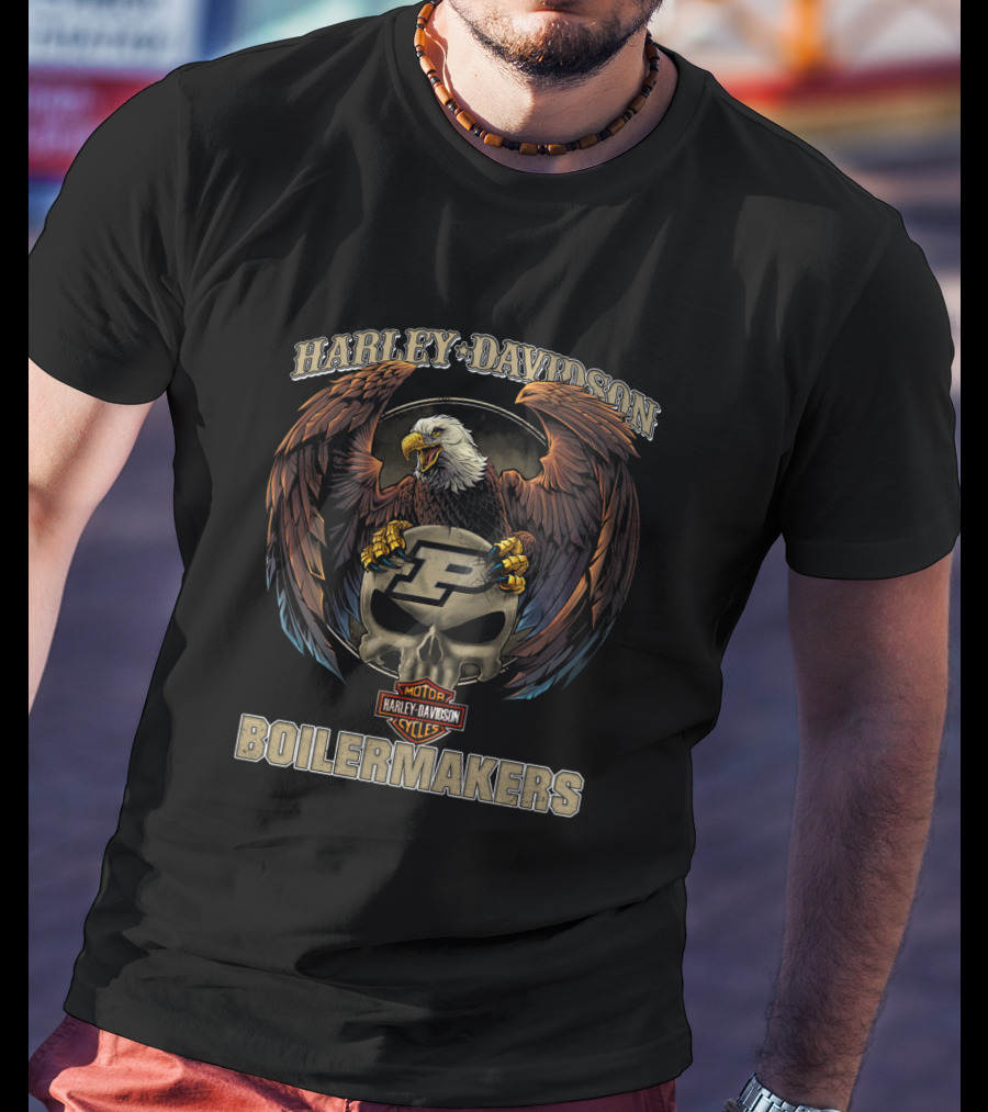 Harley Davidson Purdue Boilermakers Eagle And Skull T-Shirt