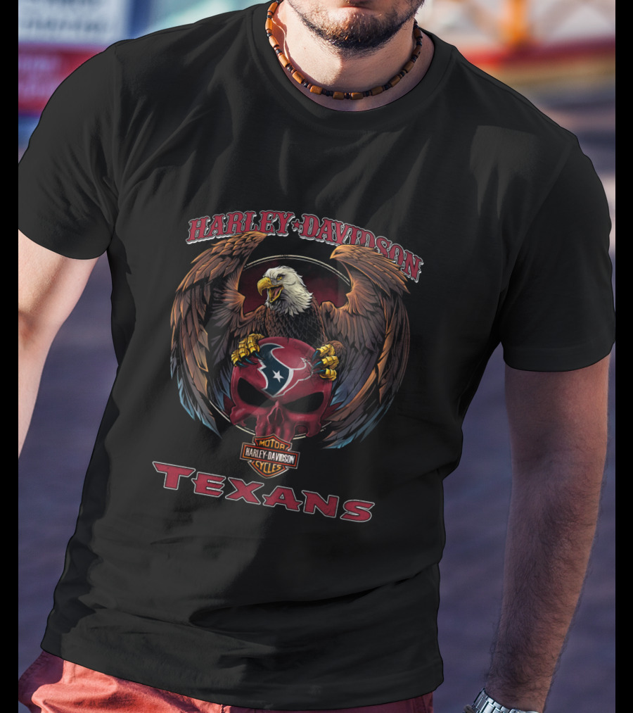 Harley Davidson Motor Cycles Eagle Texans T-Shirt