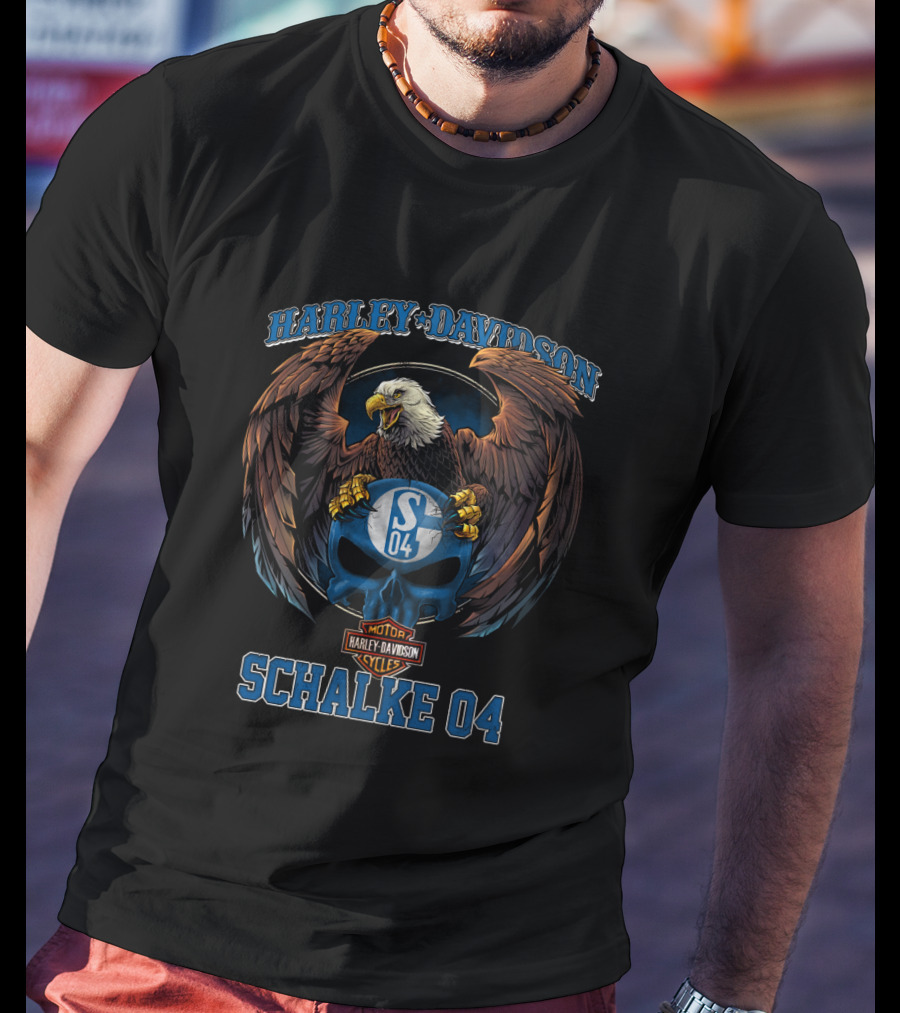 Harley Davidson Schalke 04 Eagle And Skull Motorcycles Cycles T-Shirt