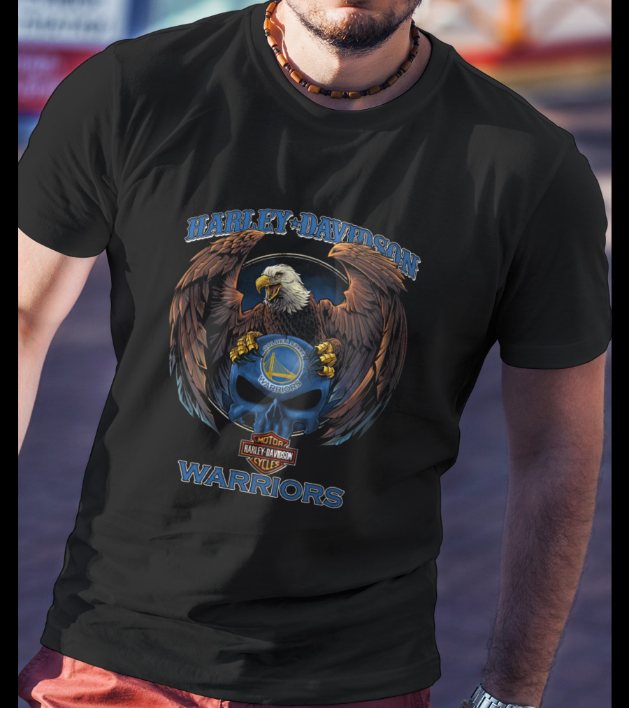 Harley Davidson Golden State Warriors V1Nba Eagle Motor Cycles T-Shirt