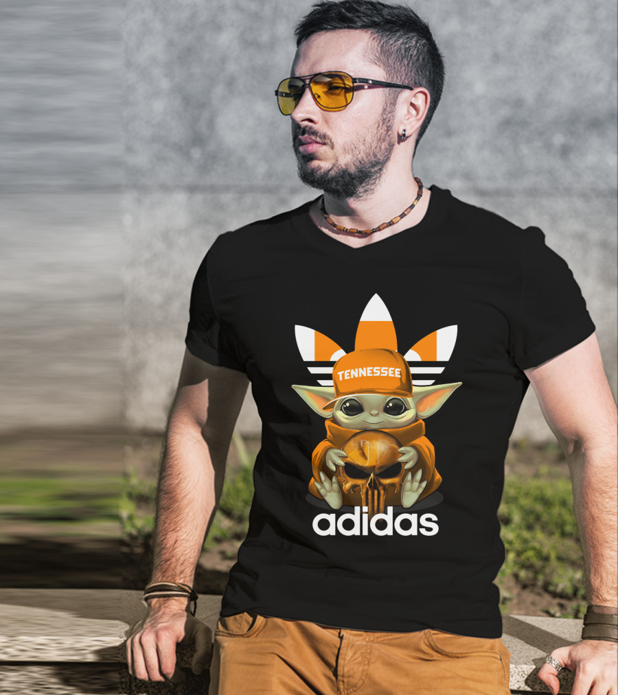Tennessee Volunteers Baby Yoda Holding Skull T-Shirt