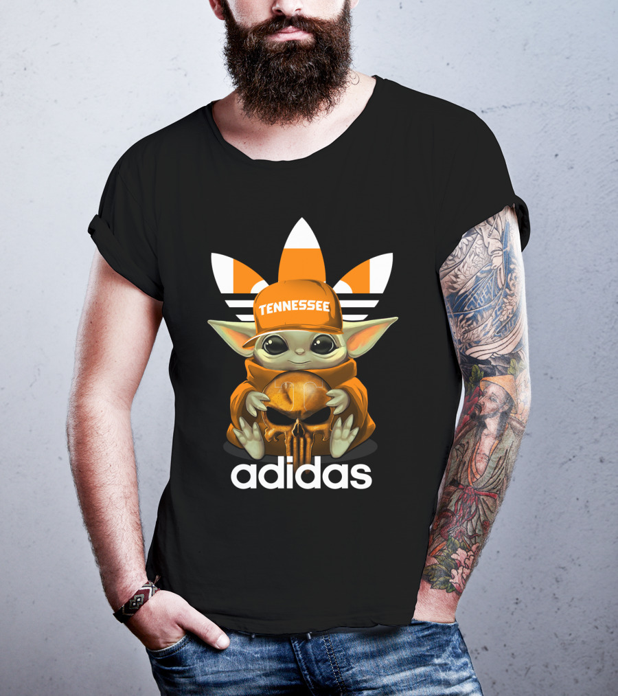Tennessee Volunteers Baby Yoda Holding Skull T-Shirt